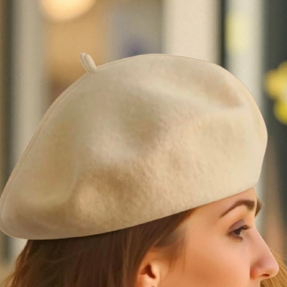 Wool Blend Cream Beret NWT